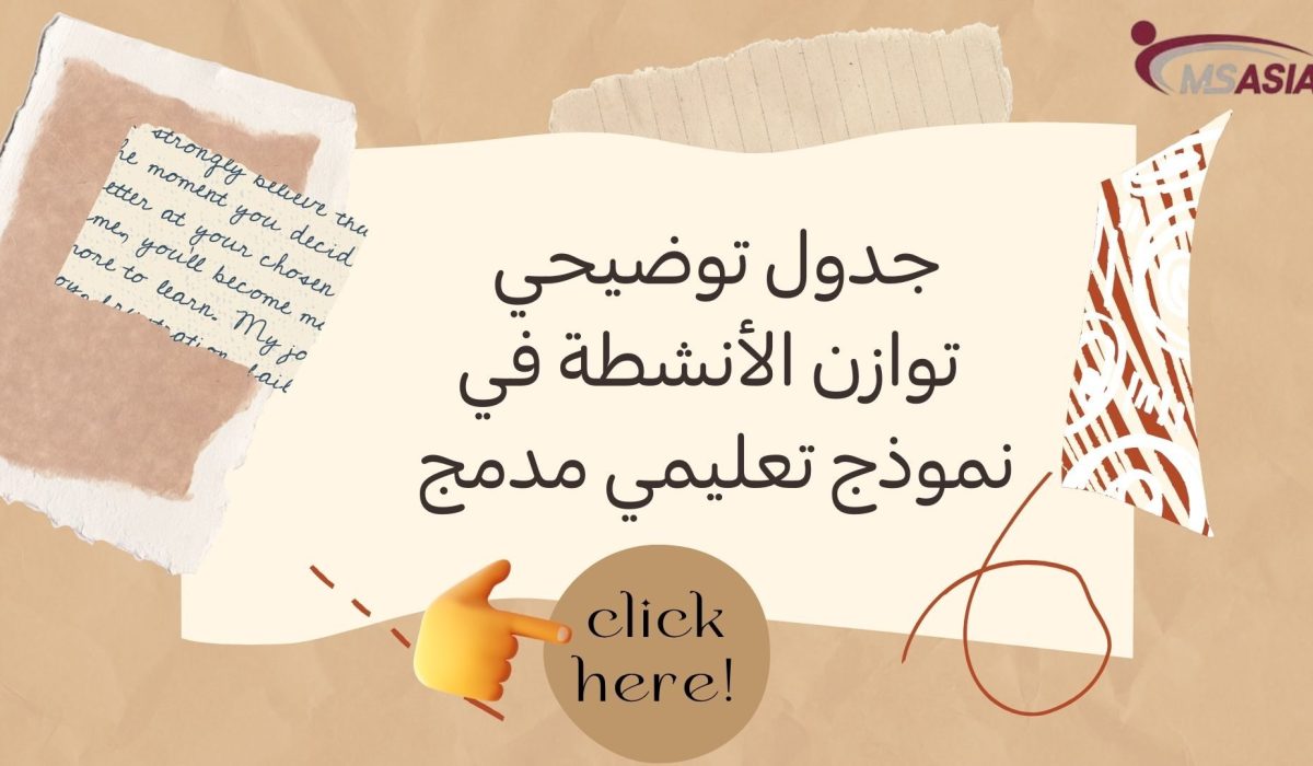 جدول توضيحي: توازن الأنشطة في نموذج تعليمي مدمج